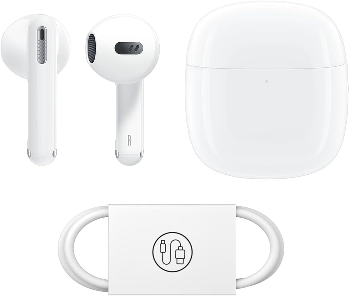 Baseus Bowie WX5 True Wireless Earbuds, 4-Mic Noise-Canceling Earphones with Bluetooth V5.3, 3D Spatial Audio Wireless Headphones, 30H Playback (White) — White