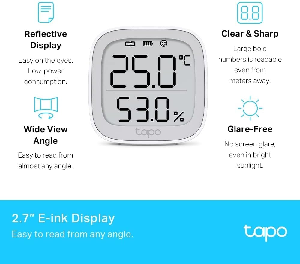 Tapo TP-Link Digital Hygrometer Thermometer T315 Smart Temperature & Humidity Monitor | Real Time | Home Automation | Free Data Storage & Visual Graphs | Hub Required