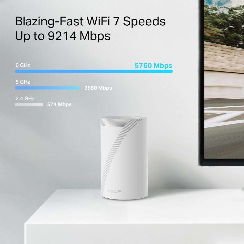 TP-Link 5G BE9300 Tri-Band Whole Home Mesh Wi-Fi 7 System | Enjoy 5G Network Everywhere | Universal Compatibility | Wireless and Wired Combined Backhaul | TP-Link HomeShield - Deco BE65-5G (1Pack)