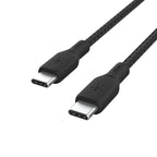 Belkin USB Type C to C Cable, 100W Power Delivery USB-IF Certified 2.0 USB C Charger Cable with Double Braided Nylon Exterior for iPhone 16, 15, iPad, MacBook, Galaxy, Pixel and More -3 m, black