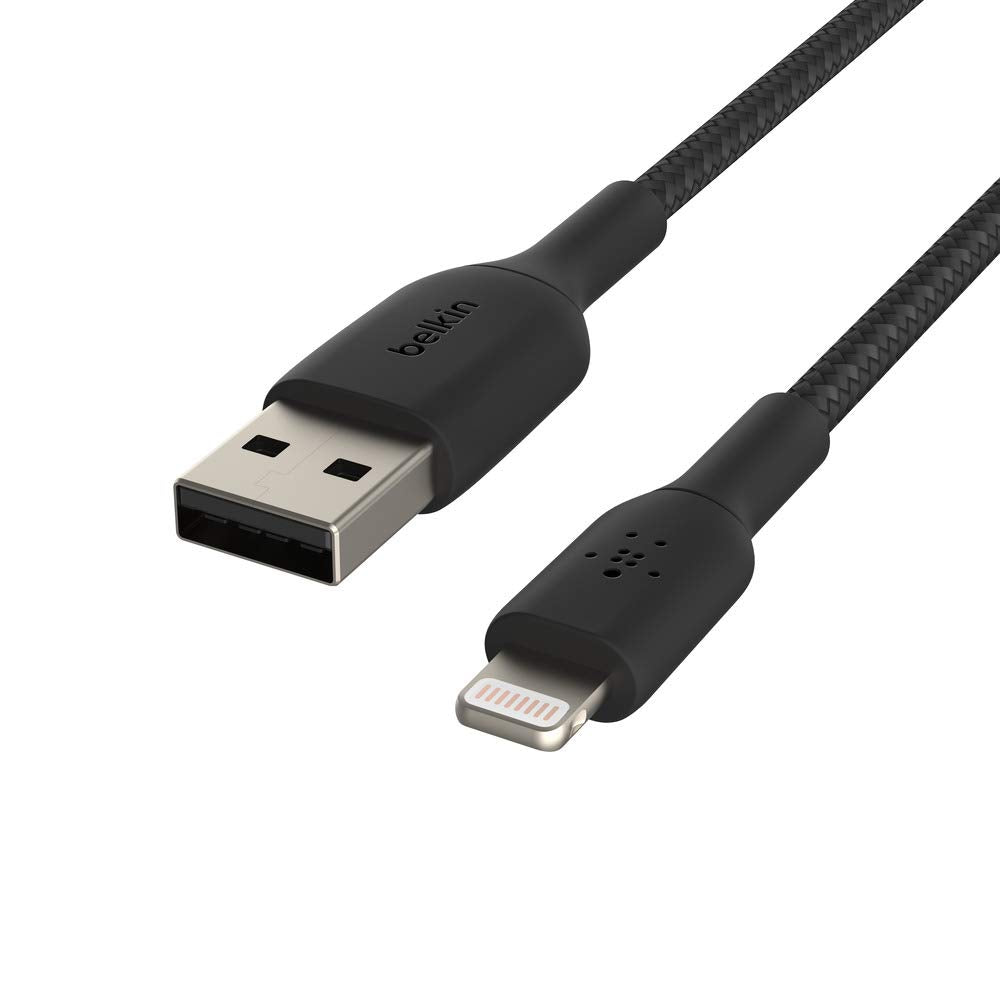 Belkin Cable Braided USB-A to Lightning 0.15 Meter Black (Pack of 2)