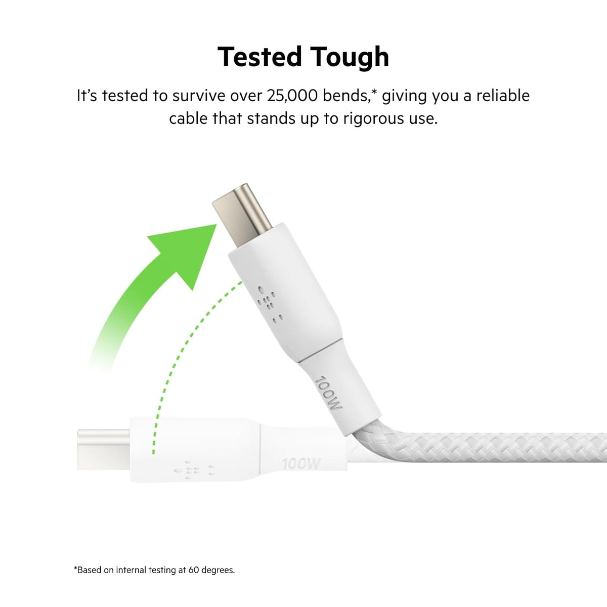 Belkin USB Type C to C Cable, 100W Power Delivery USB-IF Certified 2.0 USB C Charger Cable with Double Braided Nylon Exterior for iPhone 16, 15, iPad, MacBook, Galaxy, Pixel and More -2 m, white