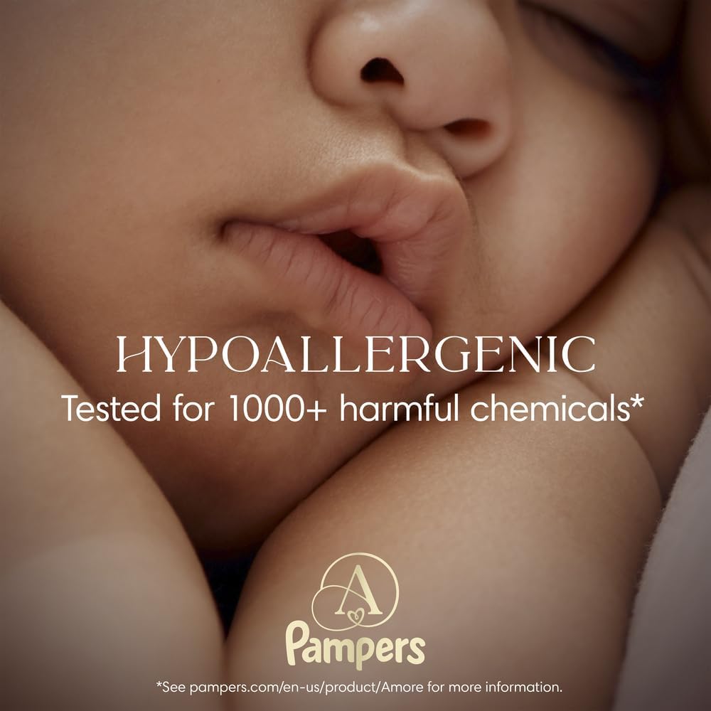 Pampers Amore, Size 3 (13-26 lbs), 66 Count, Our Best Diaper – Hypoallergenic & Fragrance Free, Up to 100% Leakproof, Soft as Cashmere