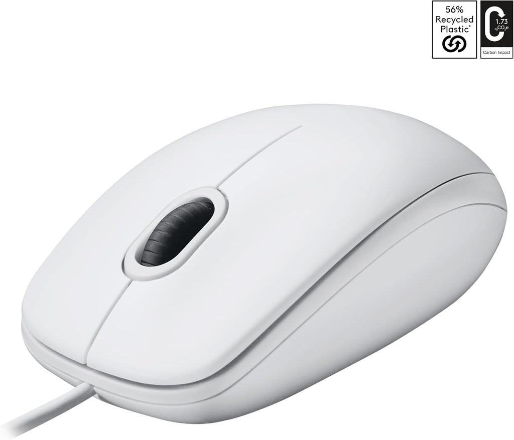 Logitech M100 Wired Mouse — White