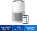 Philips AC3420/10 2-in-1 Air Purifier and Humidifier, 3400 Series, 78 m2, CADR 300m³/s, 3-Layer HEPA Filter, Remote Control with Air+ App — Arctic white