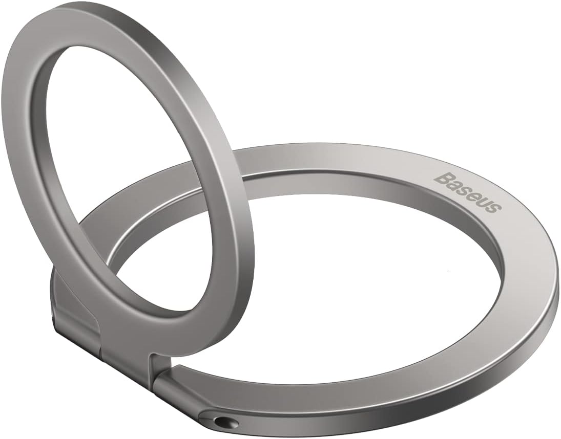Baseus Halo Series Cell Phone Ring Holder Stand, 360° Rotation Magnetic Ring Stand for Magnetic Wireless Charging Phone Holders — Silver