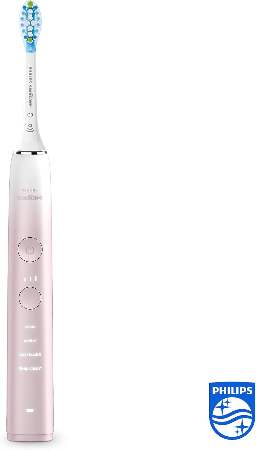 Philips Sonicare DiamondClean 9000 Series Power Electric Toothbrush Special Edition Sonic Brush, Pink, with 1 x C3 Premium Plaque Control Brush Head Model HX9911/84, Diamondclean 9000 Pink (1bh) — Diamondclean 9000 Pink (1bh)