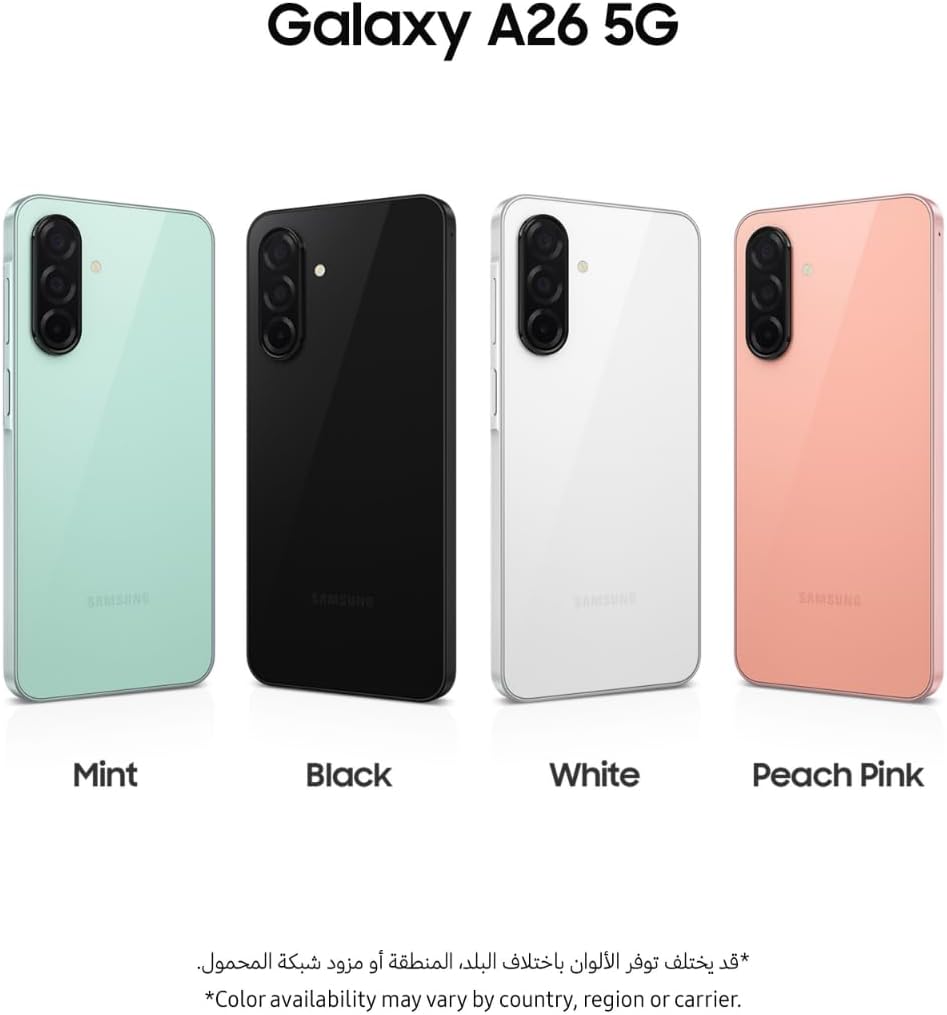 Samsung Galaxy A26 5G, Android Smartphone, 128GB Storage, 6GB RAM, White, 50MP Camera, Large Display, Long Battery Life (UAE Version)