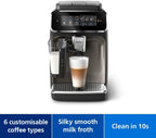 Philips EP3347/90 Series 3300 Espresso Machine, 1500W, LatteGo — Black Chrome