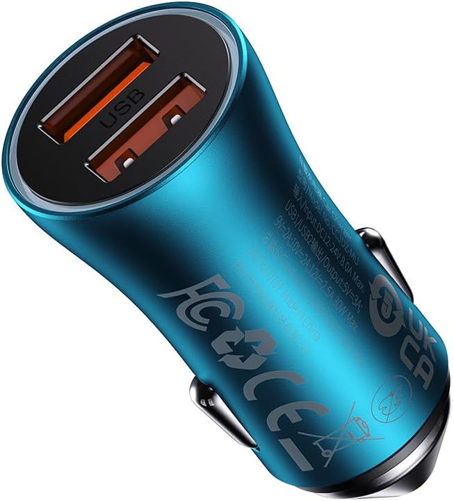Baseus Golden Contactor Max Dual Fast Car Charger, 60W, Blue