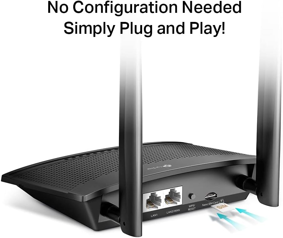 TP-Link TL-MR100 300Mbps Wireless N LTE 4G Router, Supports up to 32 Devices, Separate Guest Network, Easy Setup and Use, Encryptions for Secure Network, 4G Router with
