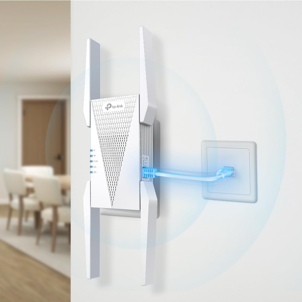 TP-Link AXE5400 Tri-Band Mesh Wi-Fi 6E Range Extender | Broadband/Wi-Fi Extender | Wi-Fi Booster/Hotspot with 1 Gigabit Port | 160 MHz Channels | Built-In Access Point Mode | Easy Setup - RE815XE