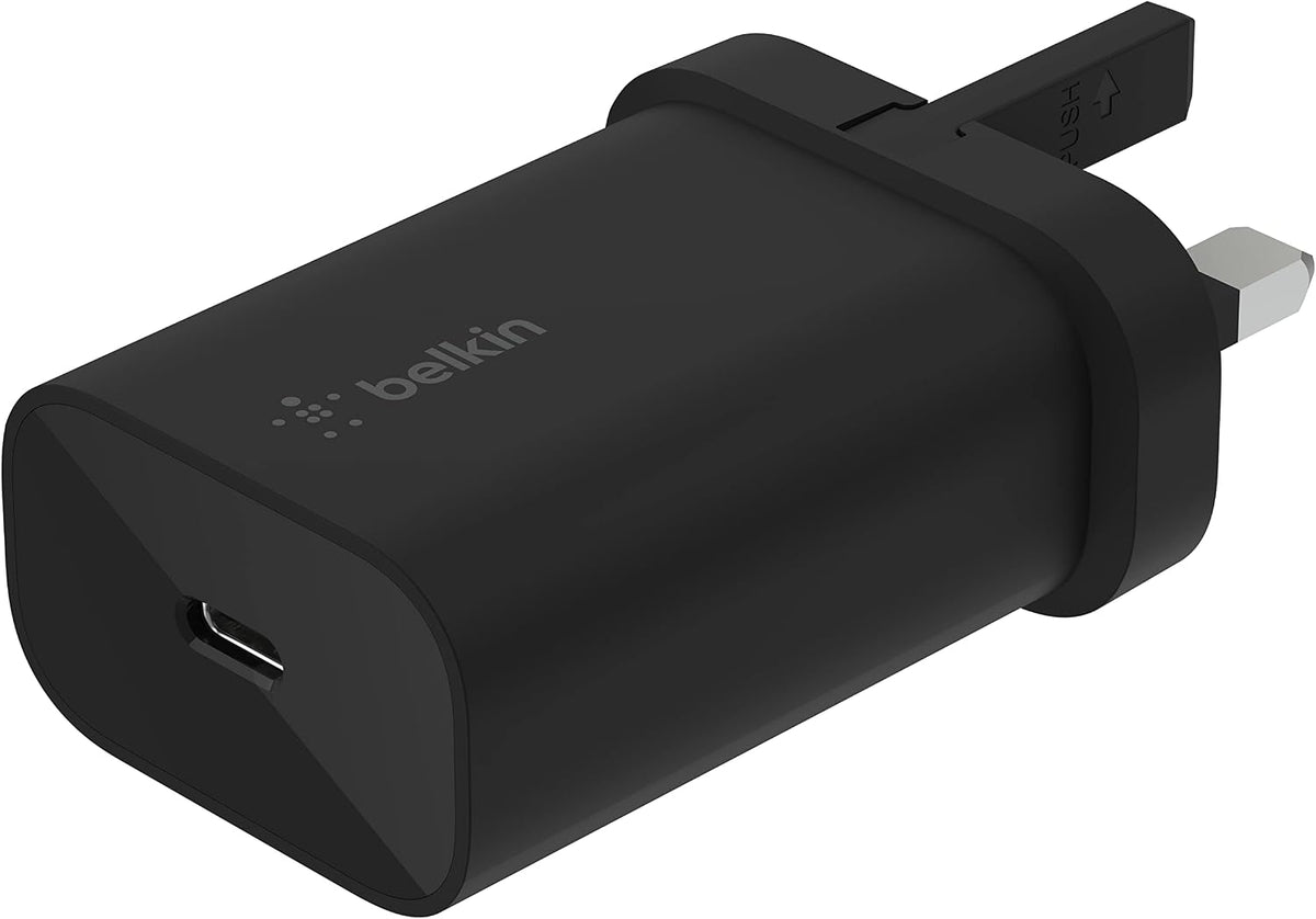 Belkin BoostCharge 25W Wall Charger with PPS, USB Plug with USB-C Power Delivery, Fast Travel USB Charger for iPhone 17, Air, Samsung Galaxy S25, iPad, Pixel, tablets and more - Black