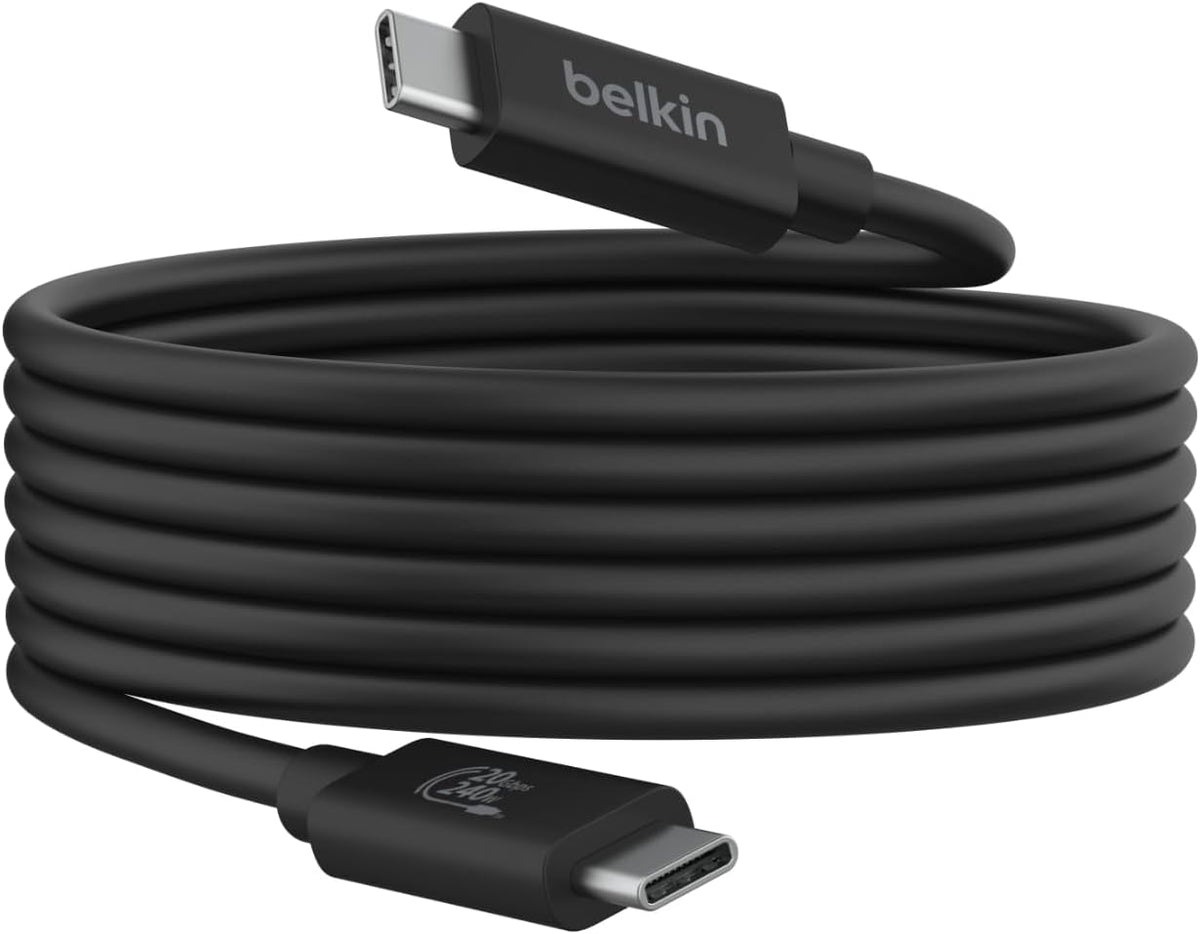 Belkin Connect USB4 Cable (2M Power Cable), USB-C to USB-C Cable w/ 240W Power Delivery + 20Gbps - USB4 Compliant Power Cable, Compatible with MacBook, Windows, Chromebook, & More