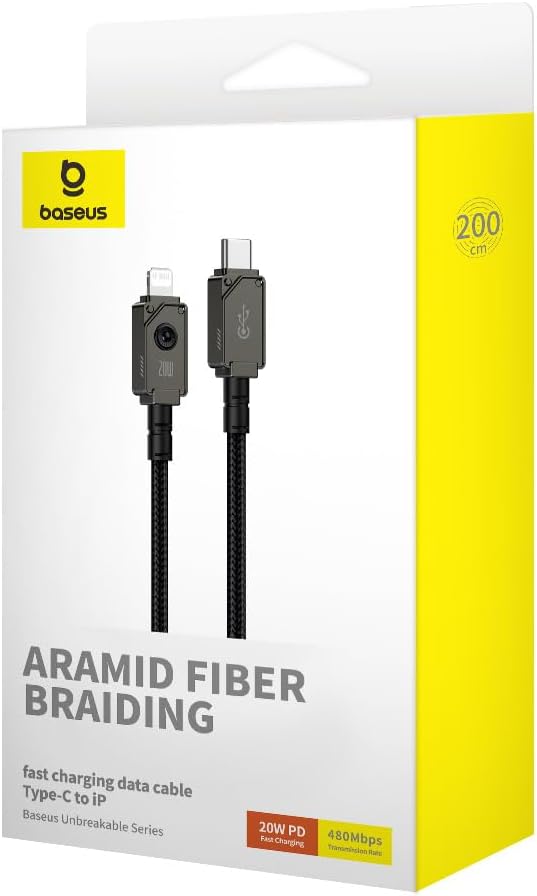 Baseus Unbreakable USB-C to Lightning Cable 20W — 2m — Black