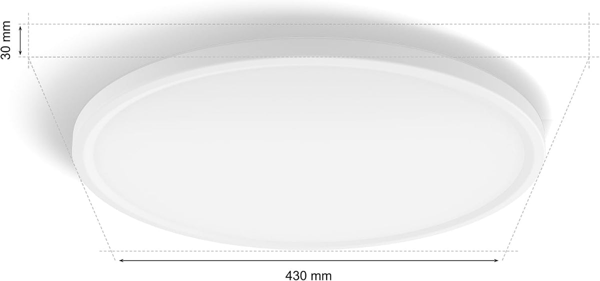 Philips Hue Devote Smart LED Panel, White and Color Ambiance, Round 43 cm, 23 W, 2900 Lumens, White Frame for Indoor Lighting, Ceiling, Living Room, Kitchen, Hallway. — white