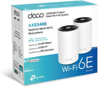 TP-Link Deco XE75 AXE5400 Whole Home Mesh Wi-Fi 6E System, Tri-Band Wi-Fi, Gigabit Ports, AI-Driven Mesh, cover up to 5,500 ft2, Connect up to 200 devices,1.7 GHz Quad-Core CPU, HomeShield, Pack of 2