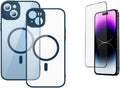 Baseus Frame Series Magnetic Case for iP 14 Pro (Pack of 1 with full coverage tempered glass screen protector and cleaning kit), Blue — Blue