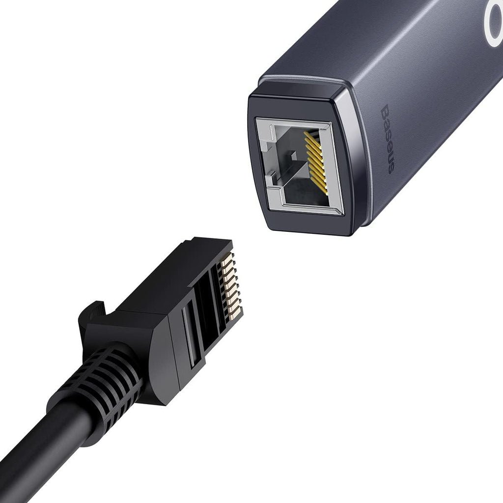 Baseus Lite Series USB C to RJ45 Ethernet Adapter, 1000Mbps Gigabit LAN Adapter, Type-C to Ethernet Network Converter — Grey