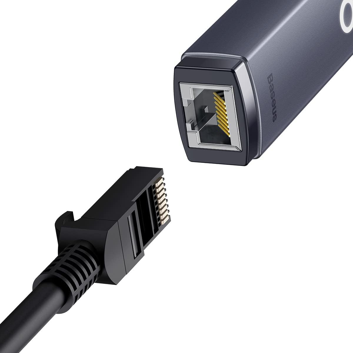 Baseus Lite Series USB C to RJ45 Ethernet Adapter, 1000Mbps Gigabit LAN Adapter, Type-C to Ethernet Network Converter — Grey