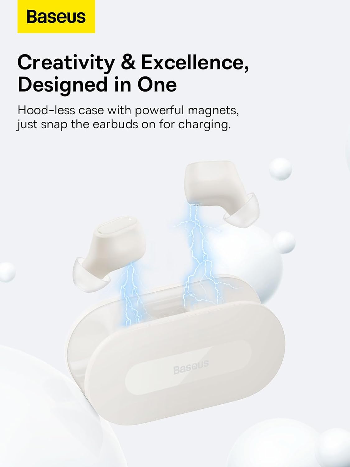 Baseus Bowie EZ10 True Wireless Earbuds, Mini In-Ear Wireless Headphones With Bluetooth 5.3, Smart Touch Control Wireless Earphone and Earpods — White