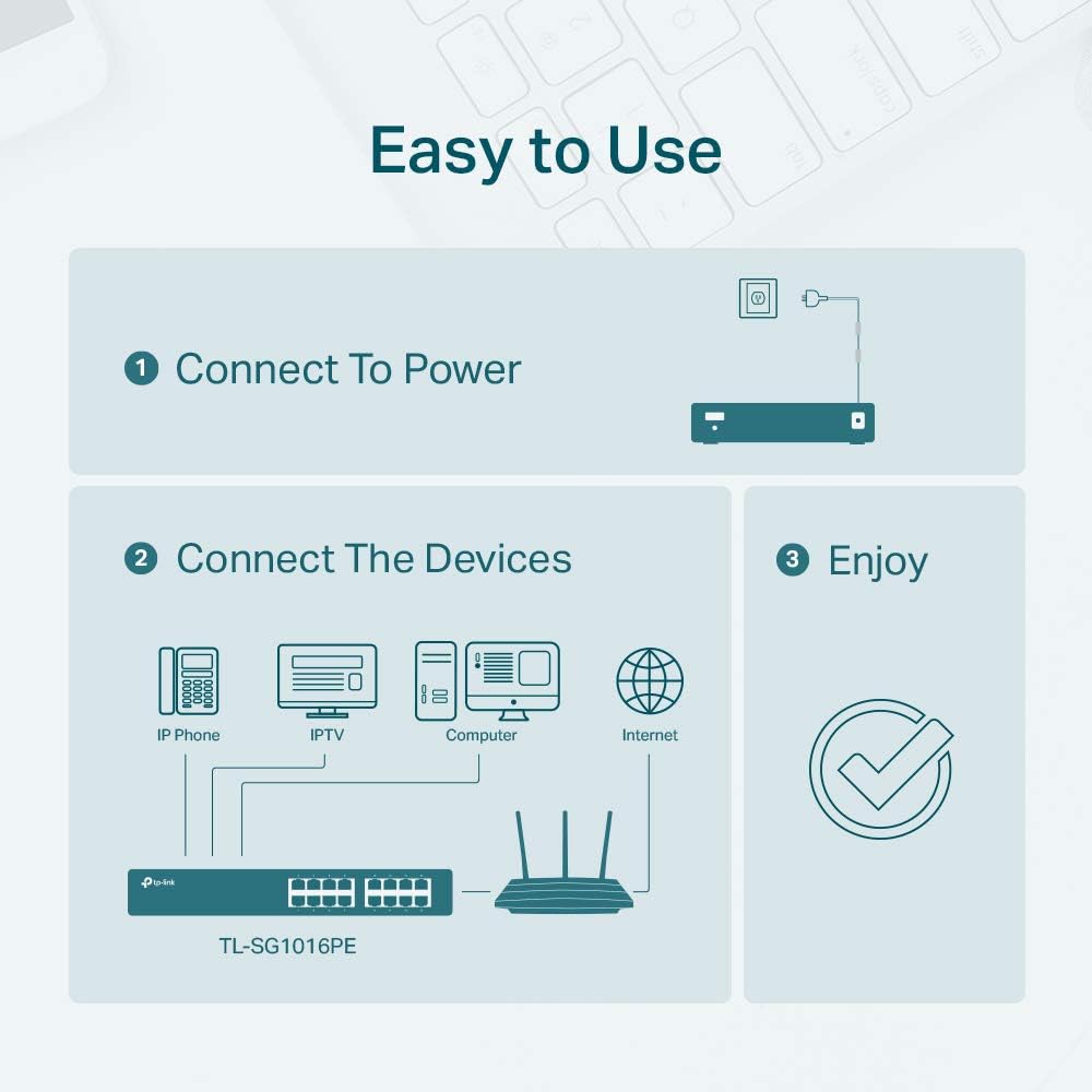 TP-Link TL-SG1016PE | 16 Port Gigabit PoE Switch | Easy Smart Managed | 8 PoE+ Ports @150W | Plug & Play | Sturdy Metal w/Shielded Ports | QoS, Vlan, IGMP & LAG | 3 Year Manufacturer Warranty