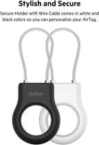 Belkin AirTag Case with Wire Cable, Secure Holder Protective Cover for Air Tag, Scratch Resistance, AirTag Accessory - (Black)