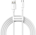 Baseus Simple Wisdom Data Cable Kit USB to Micro 2.1A (2PCSSet) 1.5m White — 1.5 Meters — White