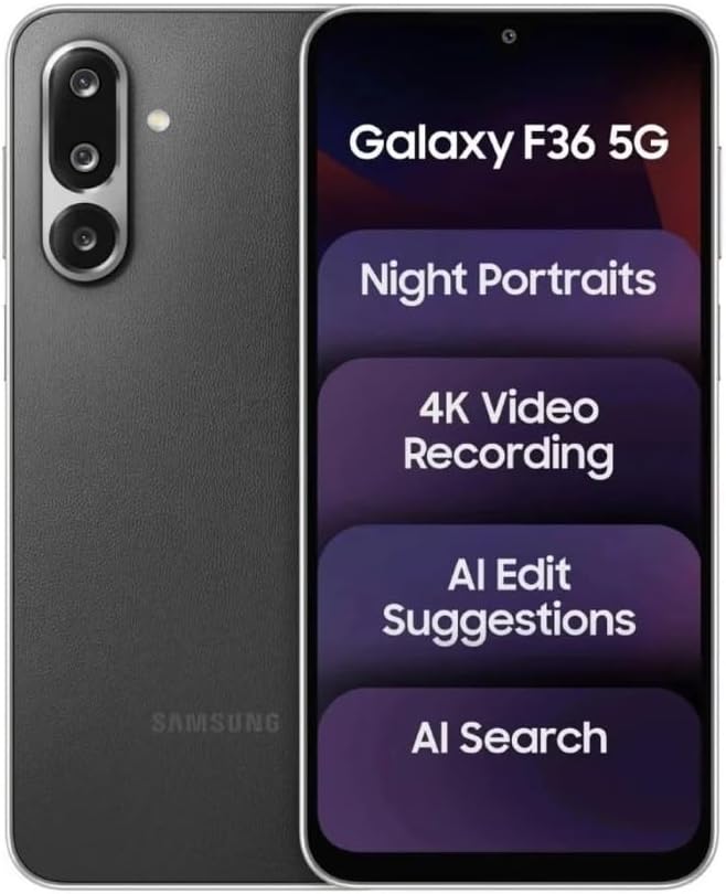 Samsung Galaxy F36 5G Smartphone (Black, 6GB RAM, 128GB Storage) | 50MP OIS Camera | Circle to Search | Slim 7.7mm | Unlocked Indian Version