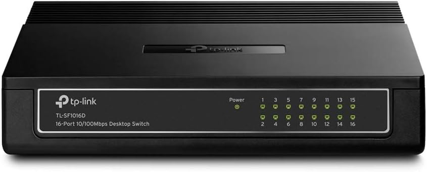 TP Link TL SF1016D 16 Port 10/100 Mbps Desktop Ethernet Switch/Hub, Ethernet Splitter, Plug & Play, No Configuration Required, Black, 16 port Fast | Desktop