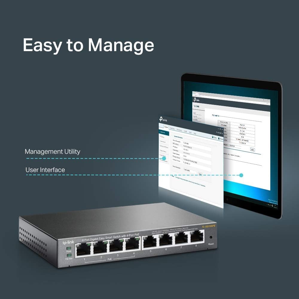 TP-Link TL-SG108PE V3 | 8 Port Gigabit PoE Switch | Easy Smart Managed | 4 PoE+ Ports @64W | Plug & Play | Sturdy Metal w/Shielded Ports | Fanless | QoS, Vlan & IGMP | Limited Lifetime Protection