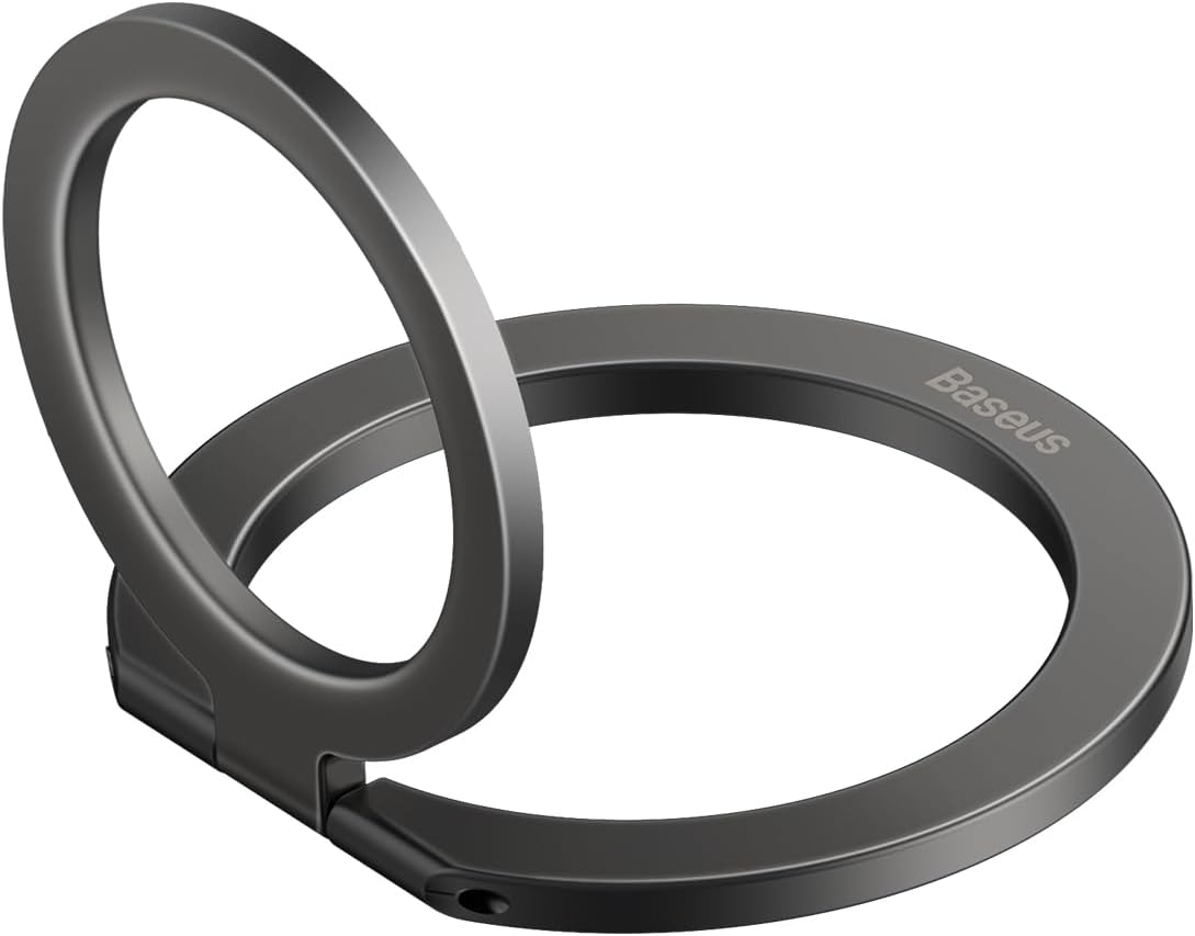 Baseus Halo Series Cell Phone Ring Holder Stand, 360° Rotation Magnetic Ring Stand for Magnetic Wireless Charging Phone Holders — Grey