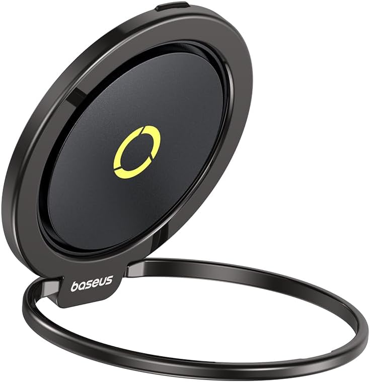 Baseus MagPro II Magnetic Phone Ring Holder with Popsocket – MagSafe Stand & Grip for Wireless Charging, 360° Adjustable Kickstand — Black