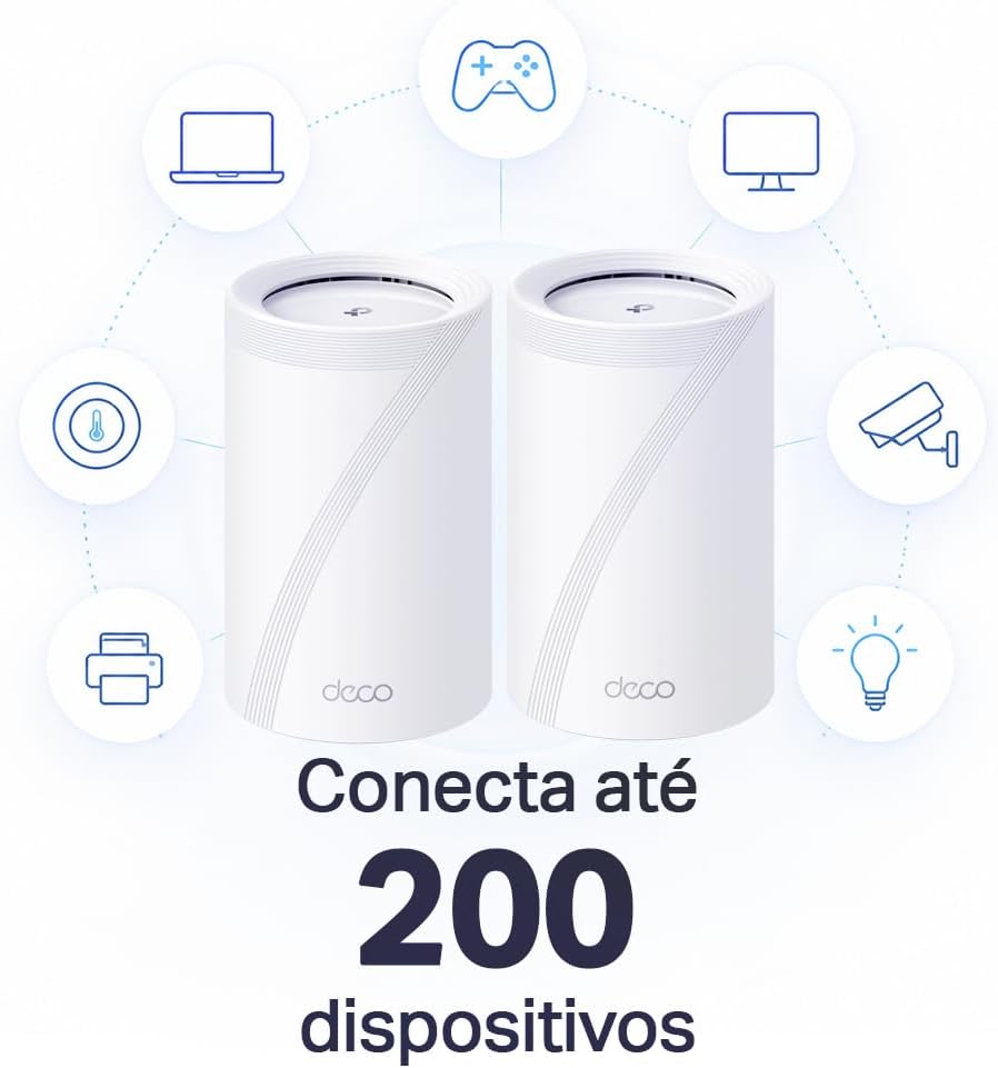 TP-Link Deco BE65(2-pack), BE9300 Mbps, 4 × 2.5 Gbps Ports, 320 MHz Channels, Works on a 6 GHz Band, Connectivity up to 200 Devices, VPN, WPA3, Tri-Band Wi-Fi 7 Mesh System