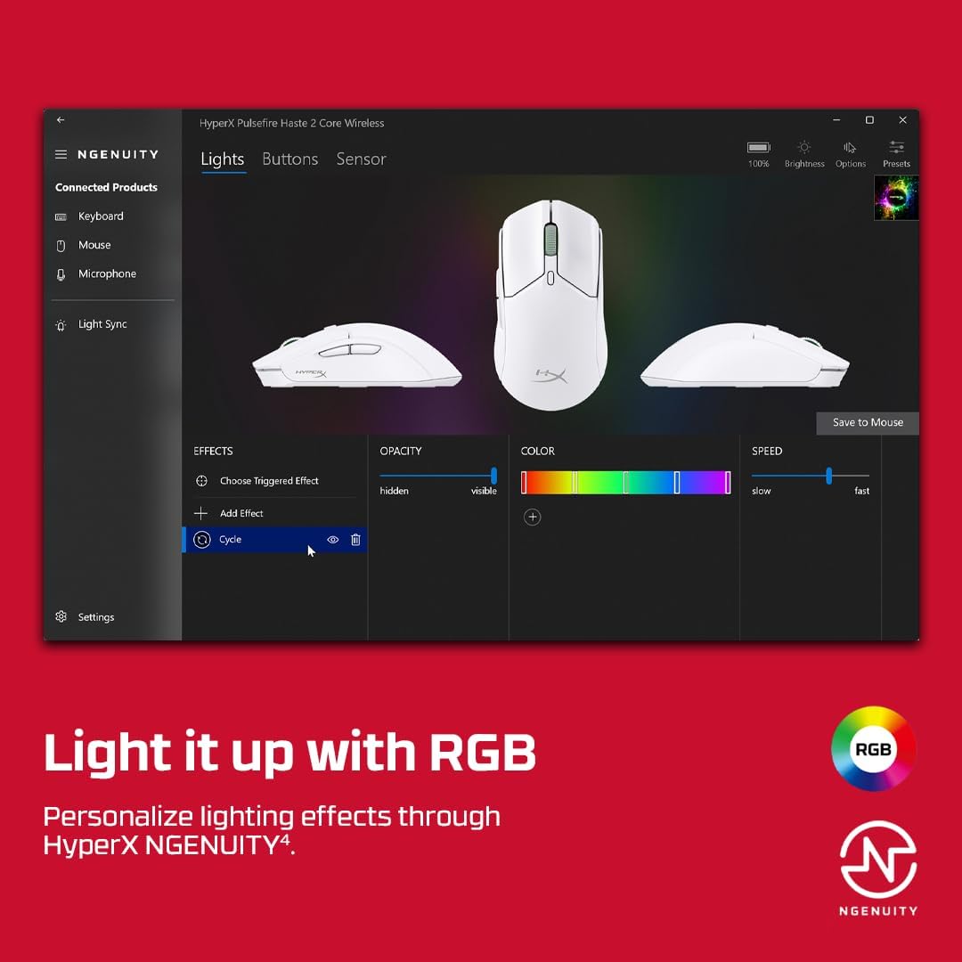 HyperX Pulsefire Haste 2 Wireless Gaming Mouse Ultra Lightweight — White — product image 8
