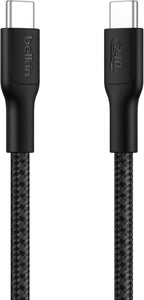 Belkin Eco Braided USB-C to USB-C Cable (1M, 240W) - Soft, Flexible Fast-Charging Cable, Type C Charger Cord for iPhone 16, Galaxy S25, Pixel 9, MacBook, iPad Pro, & More - Black (USB 2.0)