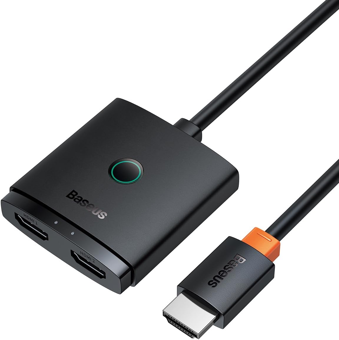 Baseus 2 IN 1 OUT HDMI Switch, Bi-Directional HDMI Splitter, Easy Switch HDMI Selector Support 4K, HDR, 3D, HDCP — Switch W/Cable — Black