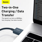 Baseus Superior Series PD 2.4A USB to Lightning Fast Charging Cable, High-Speed 480Mbps Data Transfer Cable — 2M — Blue
