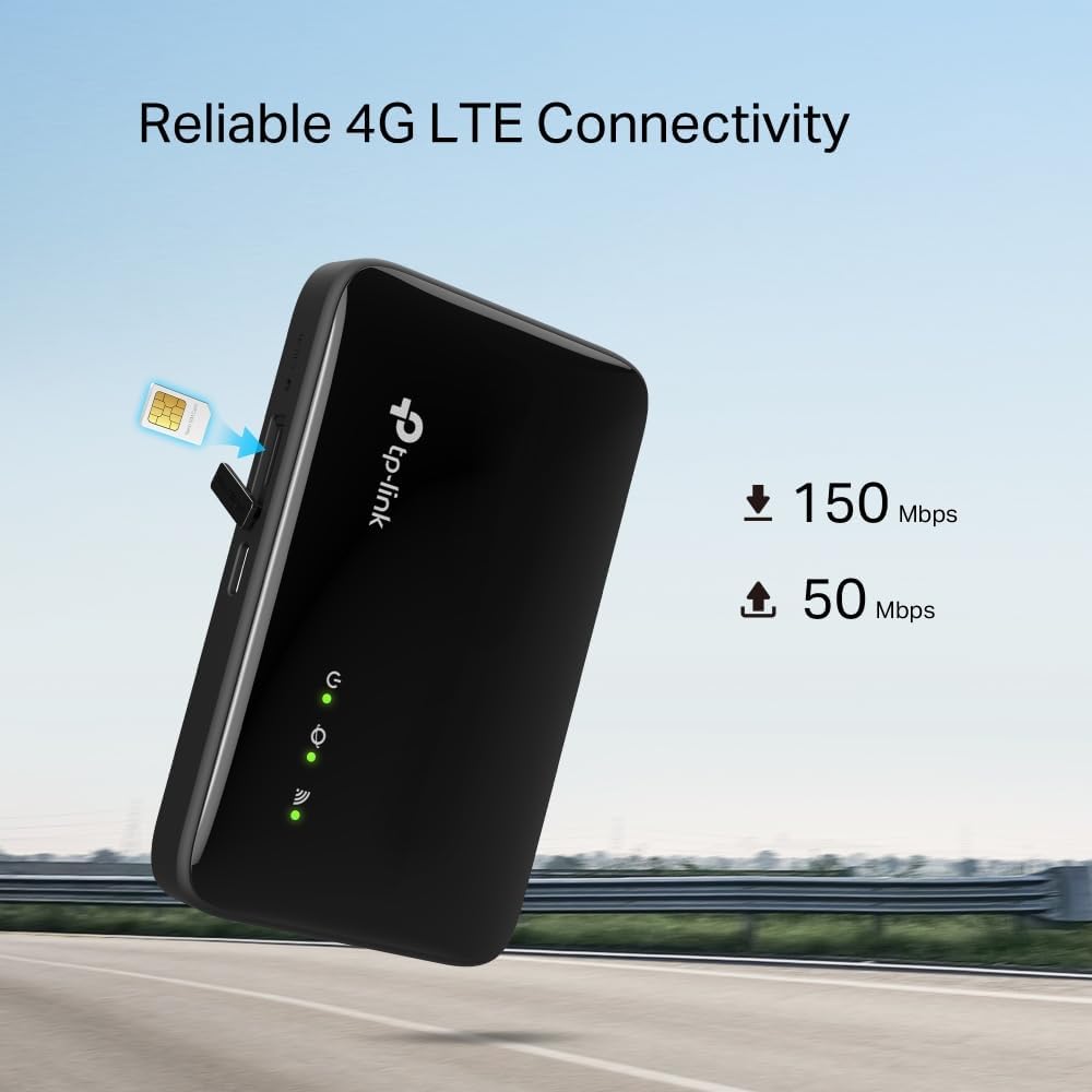 TP-Link M7005 – Portable WiFi Router 4G LTE WiFi 6 AX287, Hotspot with SIM, up to 150 Mbps, 2400 mAh 12h Battery, Connect 10 Devices, App tpMiFi