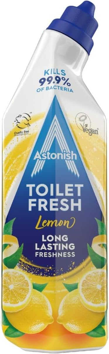 Astonish Toilet Fresh - Lemon - Long Lasting Fragrance - Kills 99.9% Bacteria - 360 Degree - Easy Cleaning - Prevent Limescale Buildup - Fast Working - Cruelty Free - Vegan -750ML * 3 Pack — additional product view 2