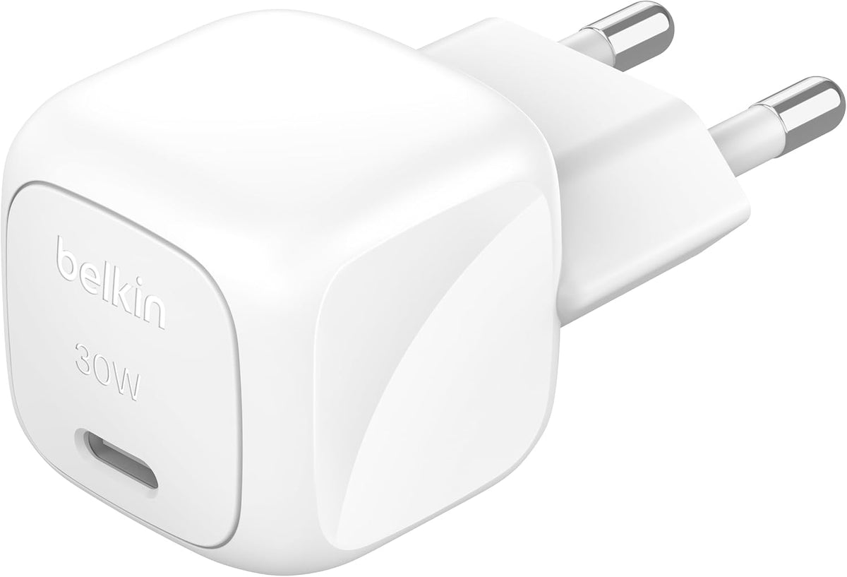 Belkin BoostCharge 30W Mains Charger (Compact and Portable, USB-C Power Delivery, for all iPhone 16, 15, 14, 13, Samsung Galaxy S24, S23, iPad, AirPods, Tablets, etc., White)