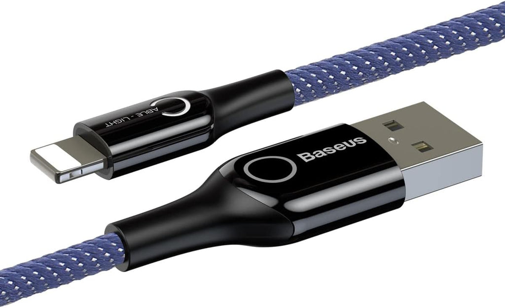 Baseus PD 2.4A Lightning Cable, Fast Charging, Data Transfer, Light Intelligent Power-off, LED indicator Charging Cable — Blue