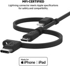 Belkin Universal Cable (3-in-1 USB-C, Lightning, Micro-USB Charging Cable) Charge Smartphones, Tablets, Power Banks and more (3.3ft/1m)