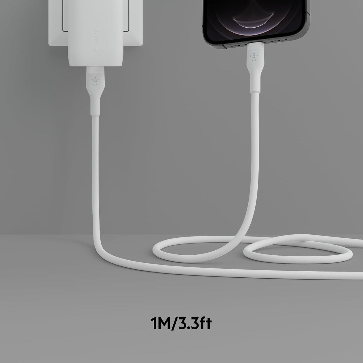 Belkin Silicone Cable Lightning to Type-C 1 Meter White