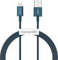 Baseus Superior Series PD 2.4A USB to Lightning Fast Charging Cable, High-Speed 480Mbps Data Transfer Cable — 2M — Blue