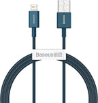 Baseus Superior Series PD 2.4A USB to Lightning Fast Charging Cable, High-Speed 480Mbps Data Transfer Cable — 2M — Blue
