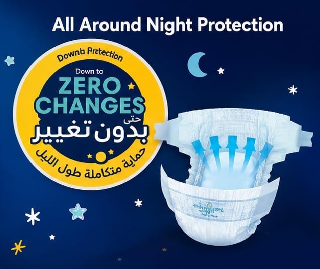 Pampers Baby-Dry Night Diapers Additional Absorption Layer for Overnight Leakage Protection, Size 6, 14+kg, 40+40 Diapers Count Dual Pack