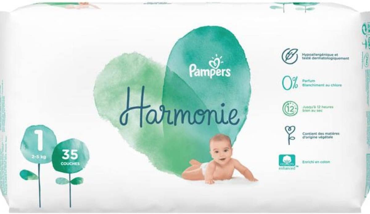 Pampers Harmony Diapers Size 1 for Babies 2-5 kg, 35 Count