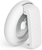 Belkin AirTag Case with Clip, Secure Holder Protective Cover Key Chain, Key Ring for Apple AirTag with Scratch Resistance Accessory – White