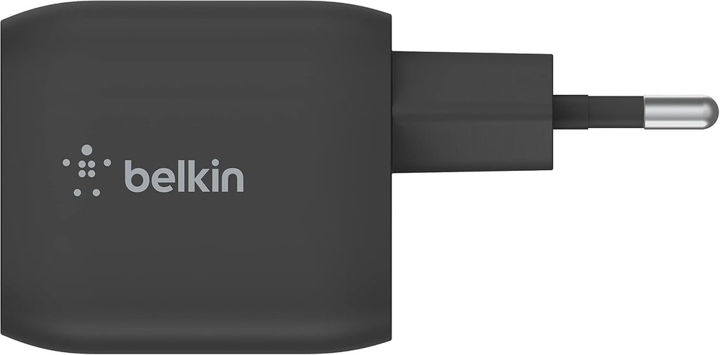 Belkin 45W Dual USB-C Wall Charger, PD 3.0 Fast Charging with GaN Technology for iPhone 14, 13, 12, Pro, Pro Max, iPad Pro 12.9, 11, MacBook, Galaxy S23, S23+, Ultra, Tab and More
